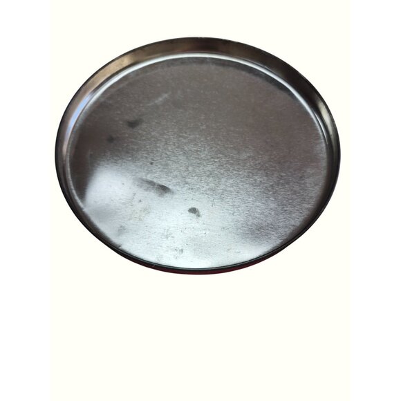 Vintage Round Red Tin Box With Winter Village Scene Lid Metal Storage Container - Picture 7 of 7